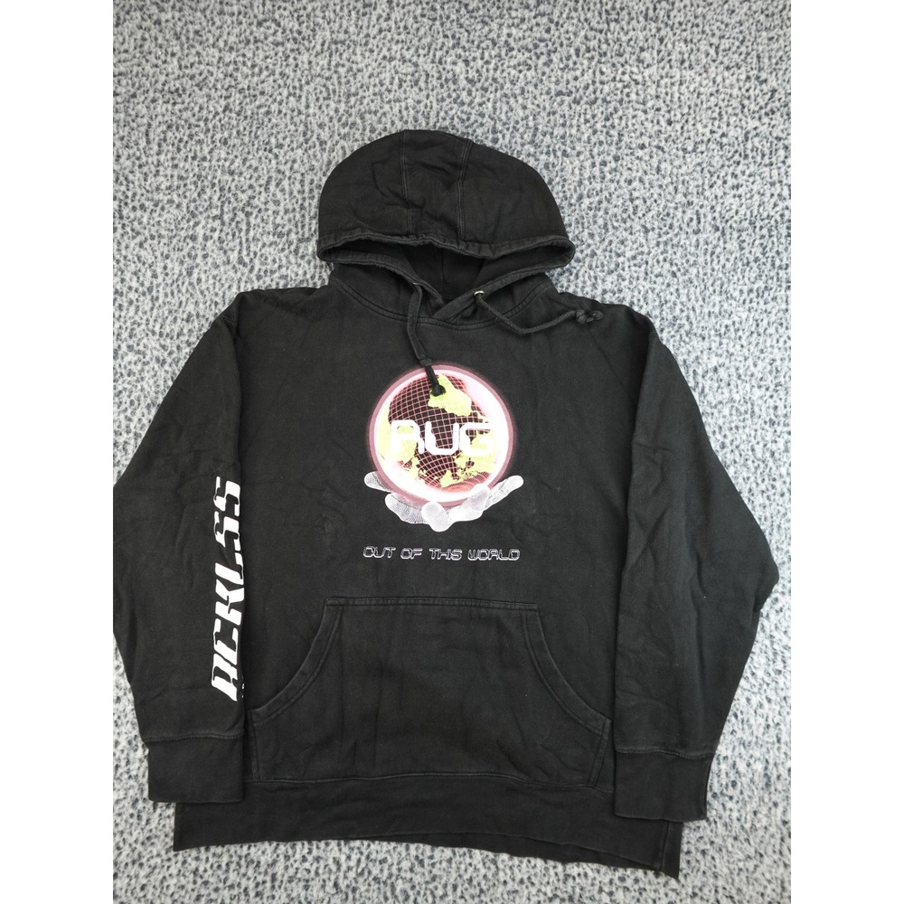 Young & Reckless Hoodie Mens XL Black Rug Out‎ Of This World Glow In Dark